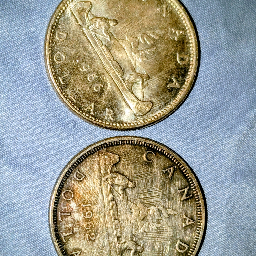 X2 1966 Canadian Silver Dollar Coins